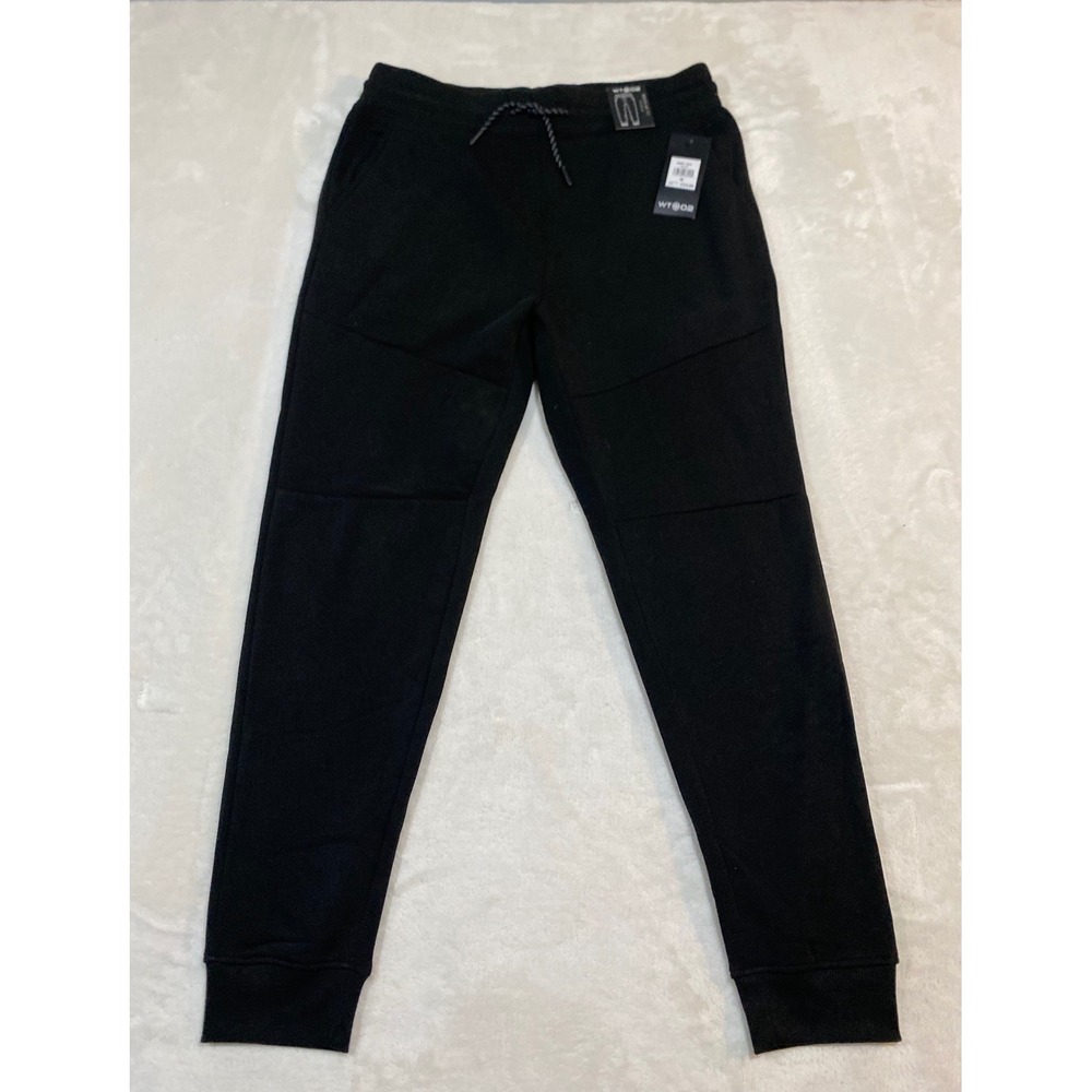 WT02 Mens Regular Fit Fleece Joggers Black Sweatpants Size M 24391-1571